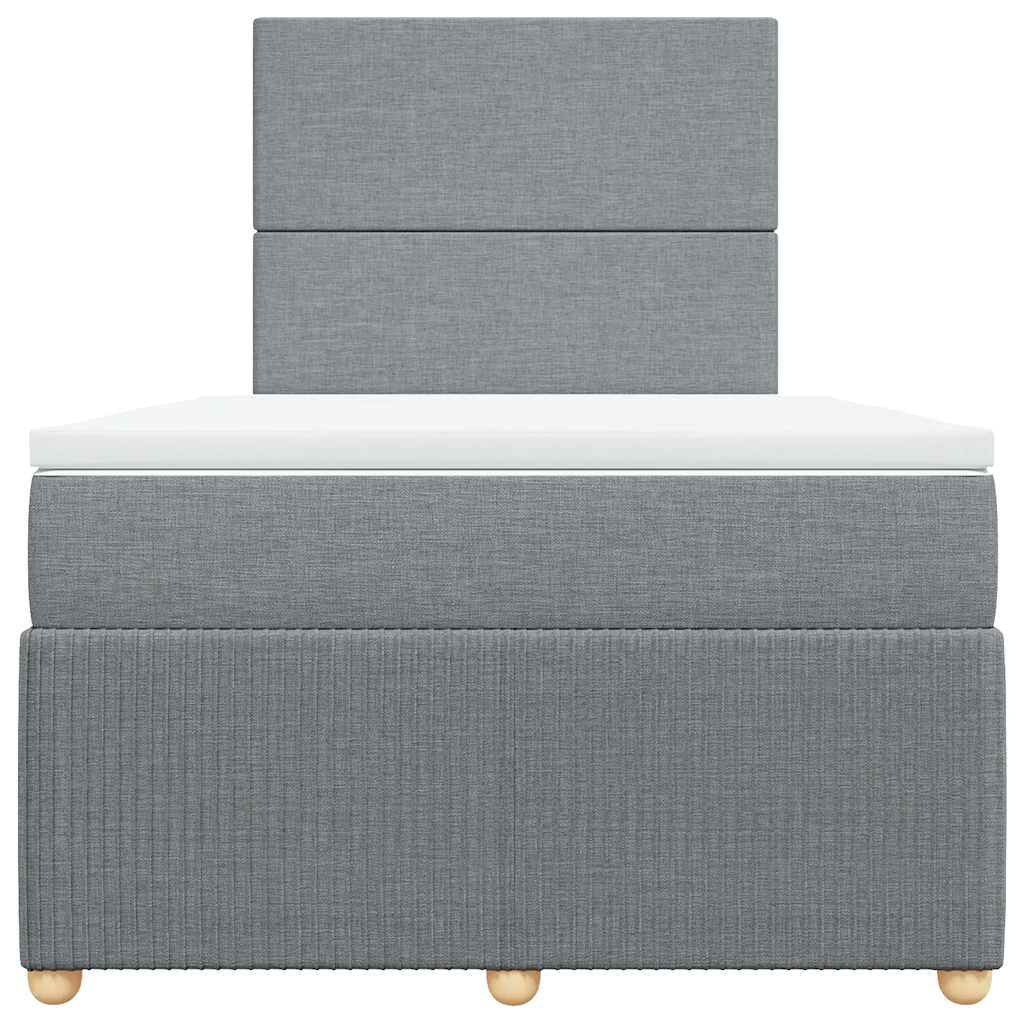 Boxspringbett mit Matratze Hellgrau 120x200 cm Stoff