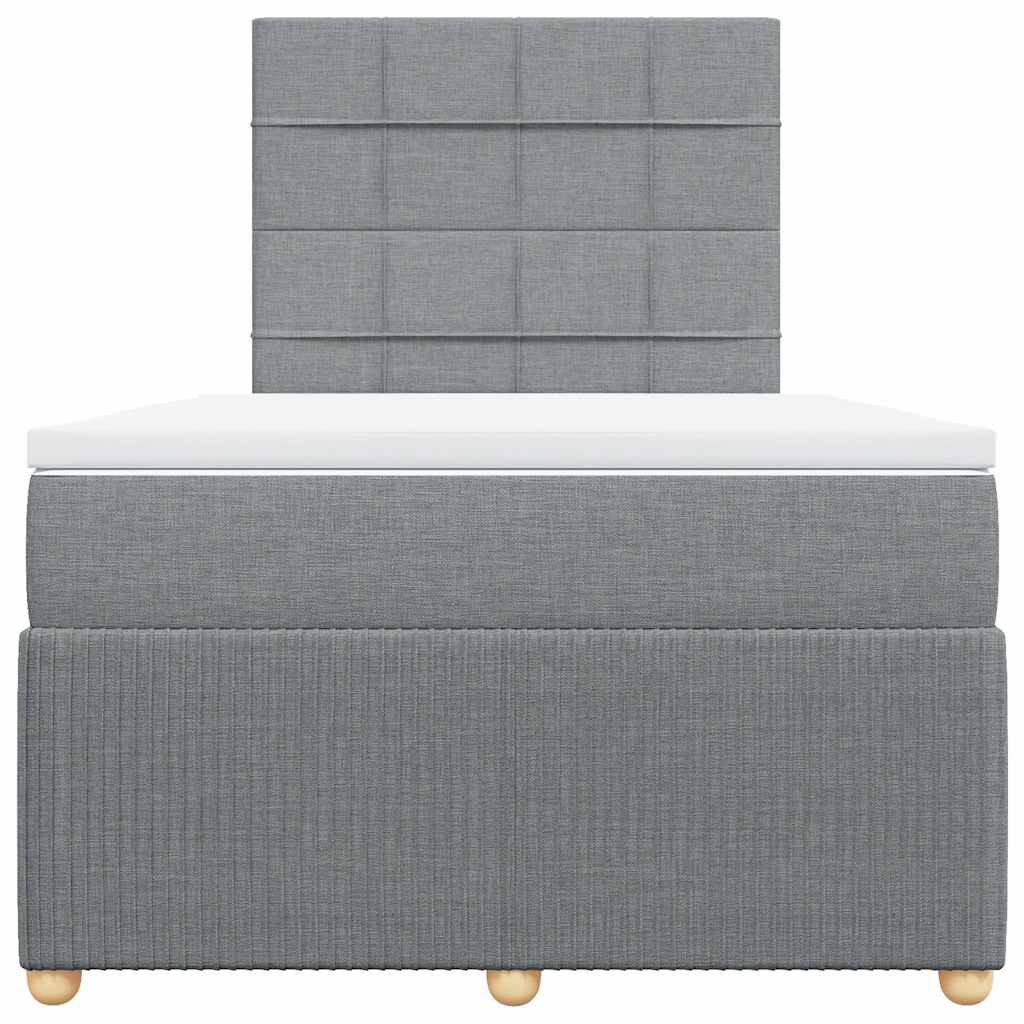 Boxspringbett mit Matratze Hellgrau 120x200 cm Stoff