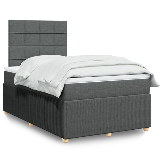 Lit sommier tapissier avec matelas tissu gris foncé 120x200 cm