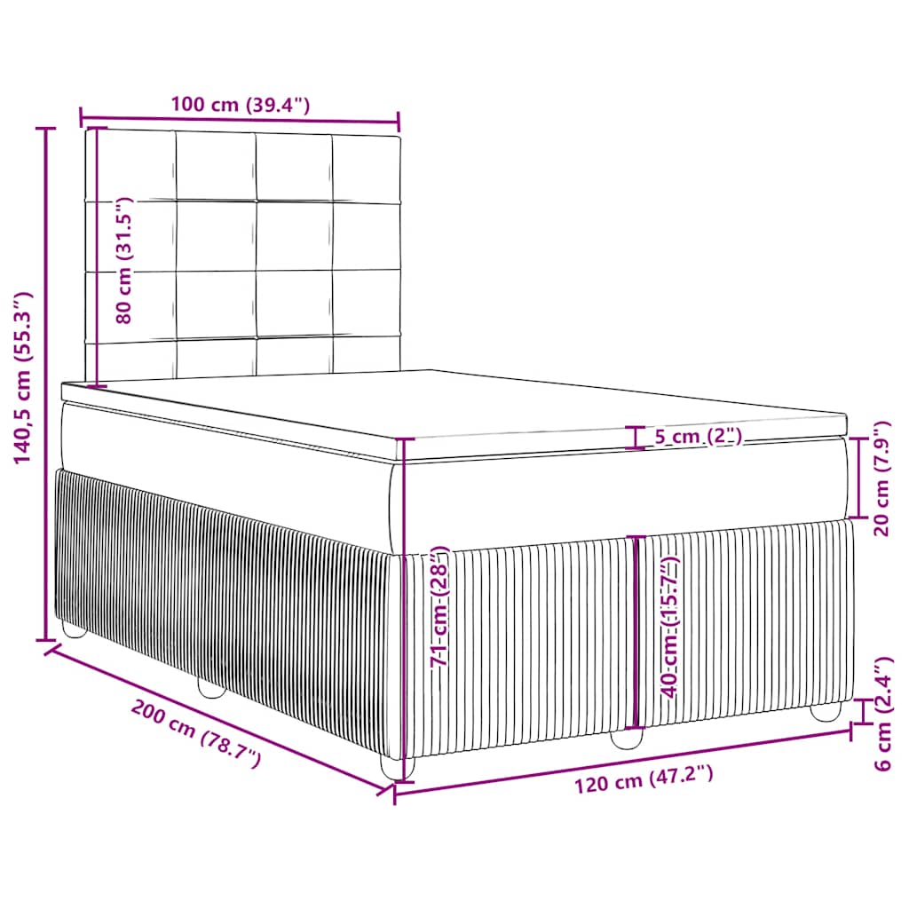 Boxspringbett mit Matratze Taupe 120x200 cm Stoff