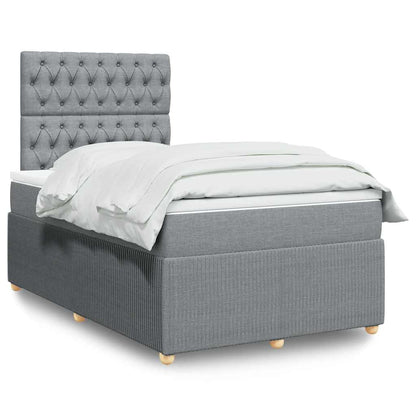 Boxspringbett mit Matratze Hellgrau 120x200 cm Stoff