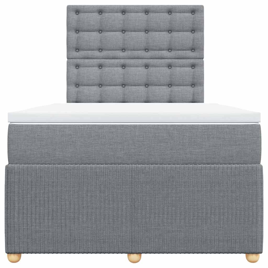 Boxspringbett mit Matratze Hellgrau 120x200 cm Stoff