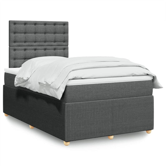 Lit sommier tapissier avec matelas tissu gris foncé 120x200 cm