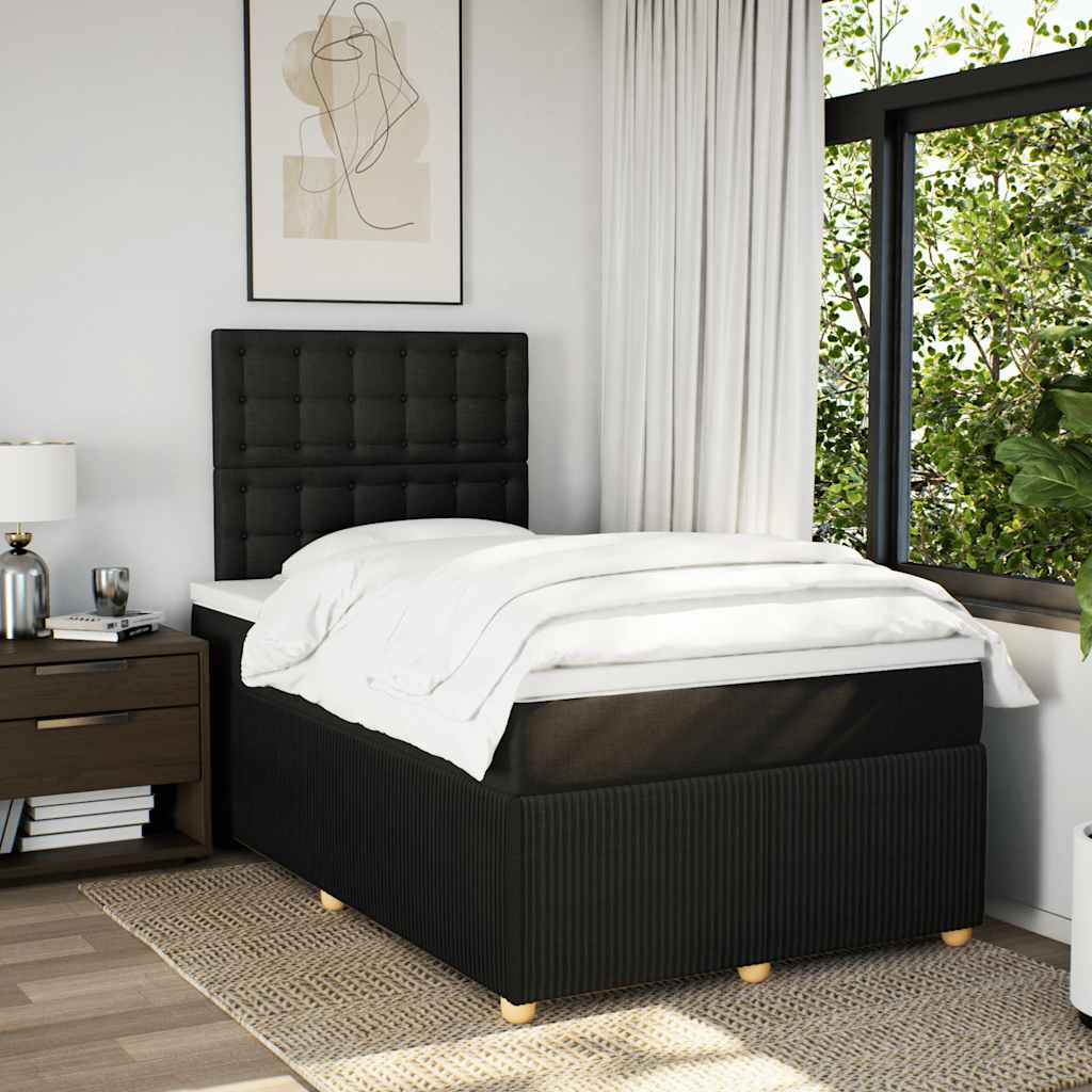 Boxspringbett mit Matratze Schwarz 120x200 cm Stoff