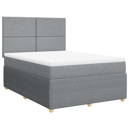 Boxspringbett mit Matratze Hellgrau 140x190 cm Stoff