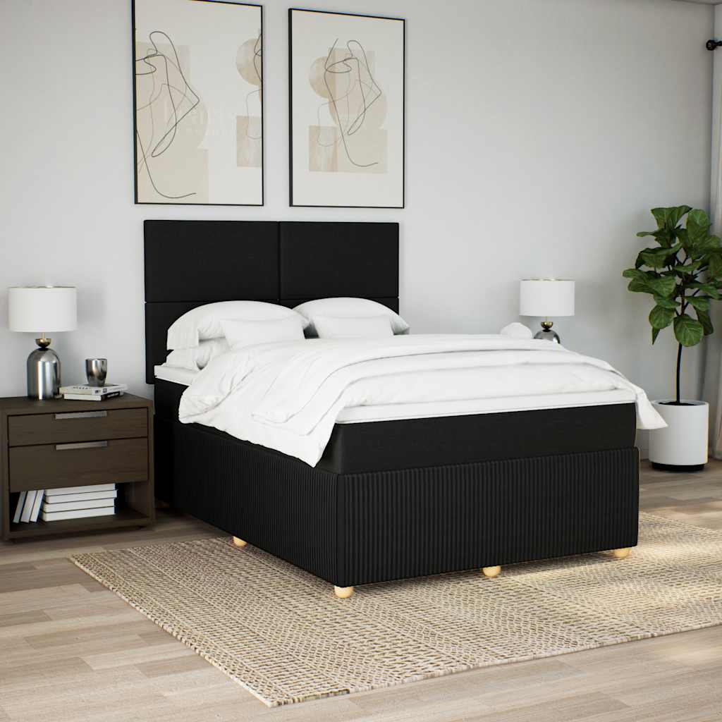 Boxspringbett mit Matratze Schwarz 140x190 cm Stoff