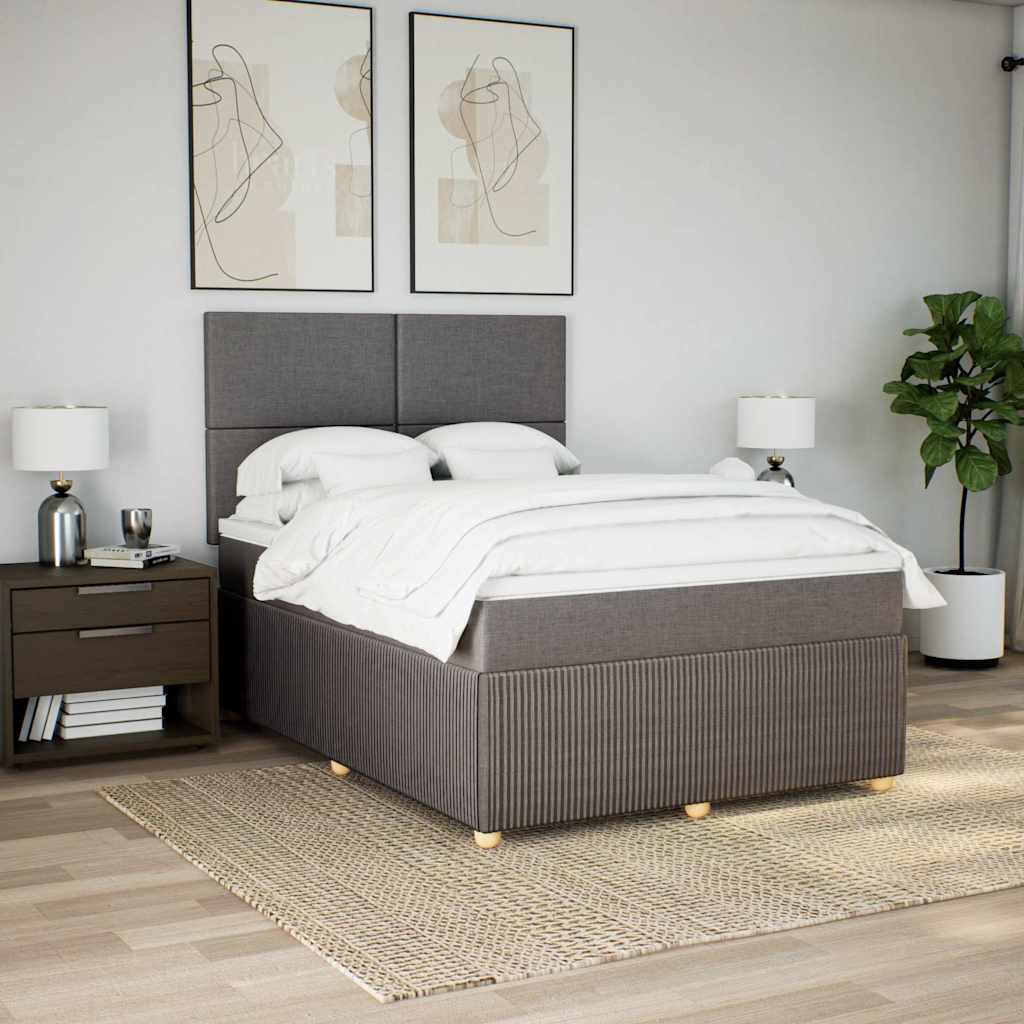 Boxspringbett mit Matratze Taupe 140x190 cm Stoff