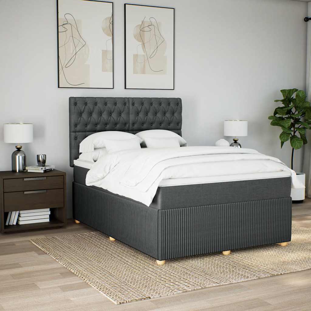 Boxspringbett mit Matratze Dunkelgrau 140x190 cm Stoff