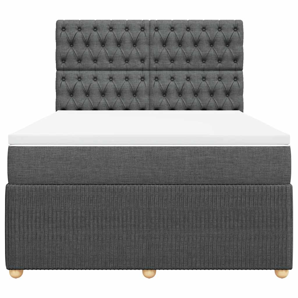 Boxspringbett mit Matratze Dunkelgrau 140x190 cm Stoff