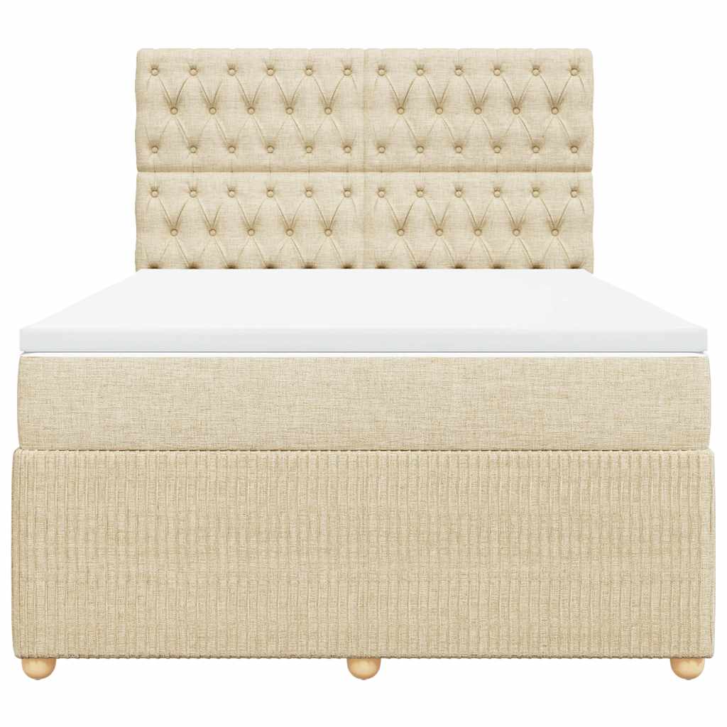 Boxspringbett mit Matratze Creme 140x190 cm Stoff