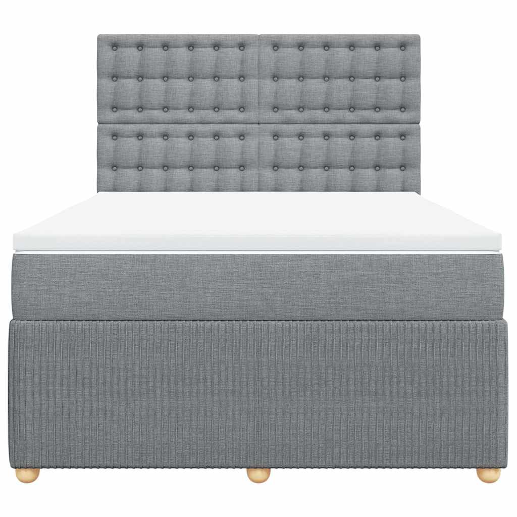 Boxspringbett mit Matratze Hellgrau 140x190 cm Stoff