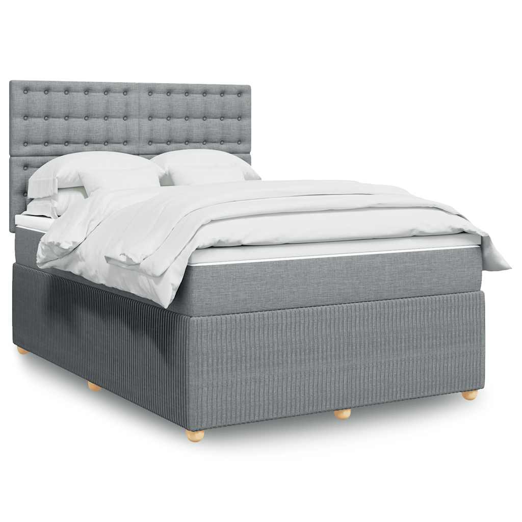 Boxspringbett mit Matratze Hellgrau 140x190 cm Stoff