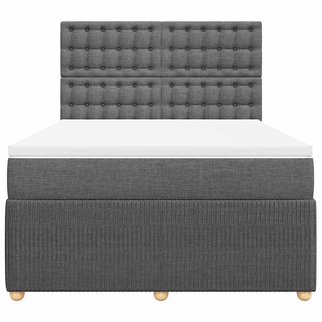 Boxspringbett mit Matratze Dunkelgrau 140x190 cm Stoff