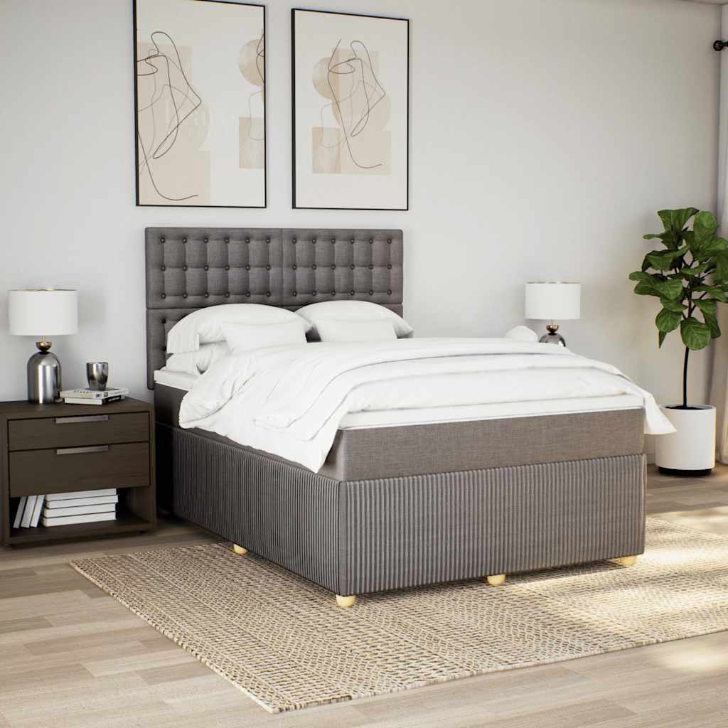 Boxspringbett mit Matratze Taupe 140x190 cm Stoff
