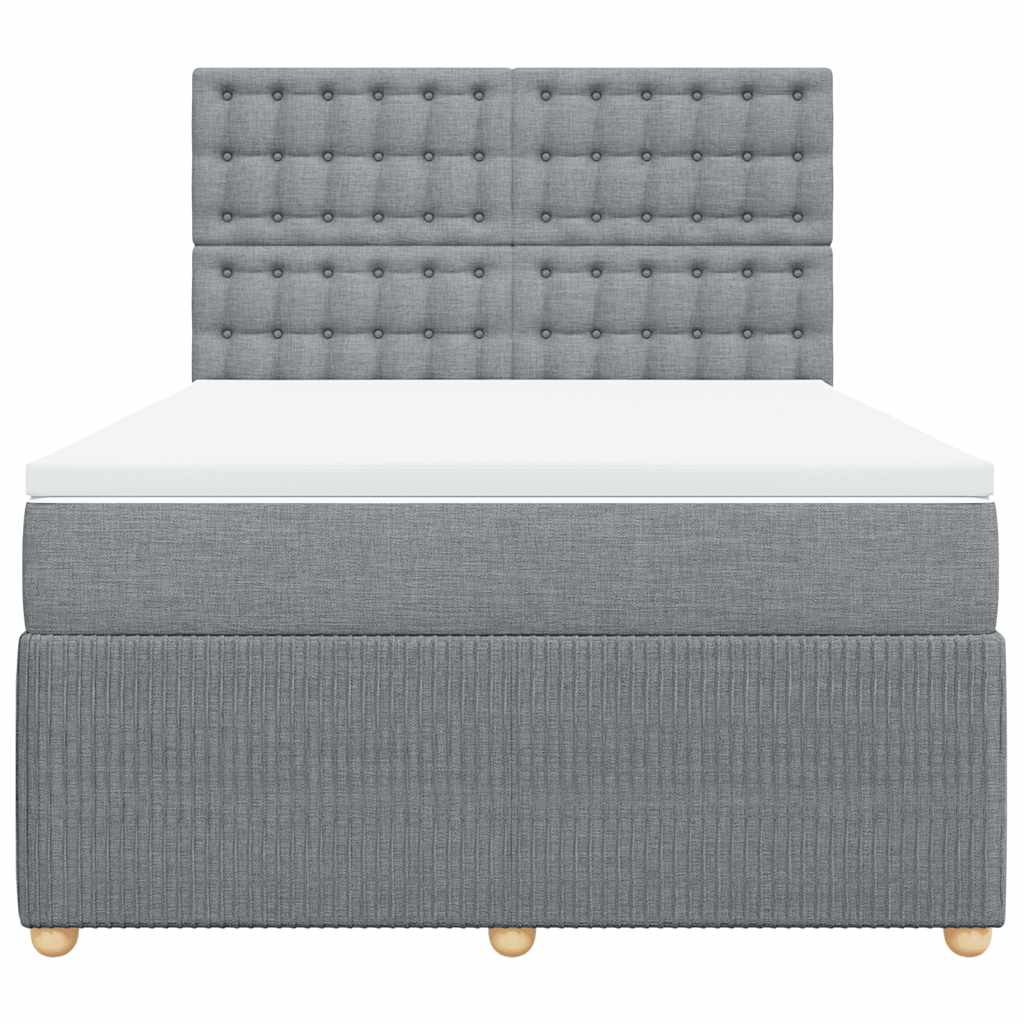 Boxspringbett mit Matratze Hellgrau 140x200 cm Stoff
