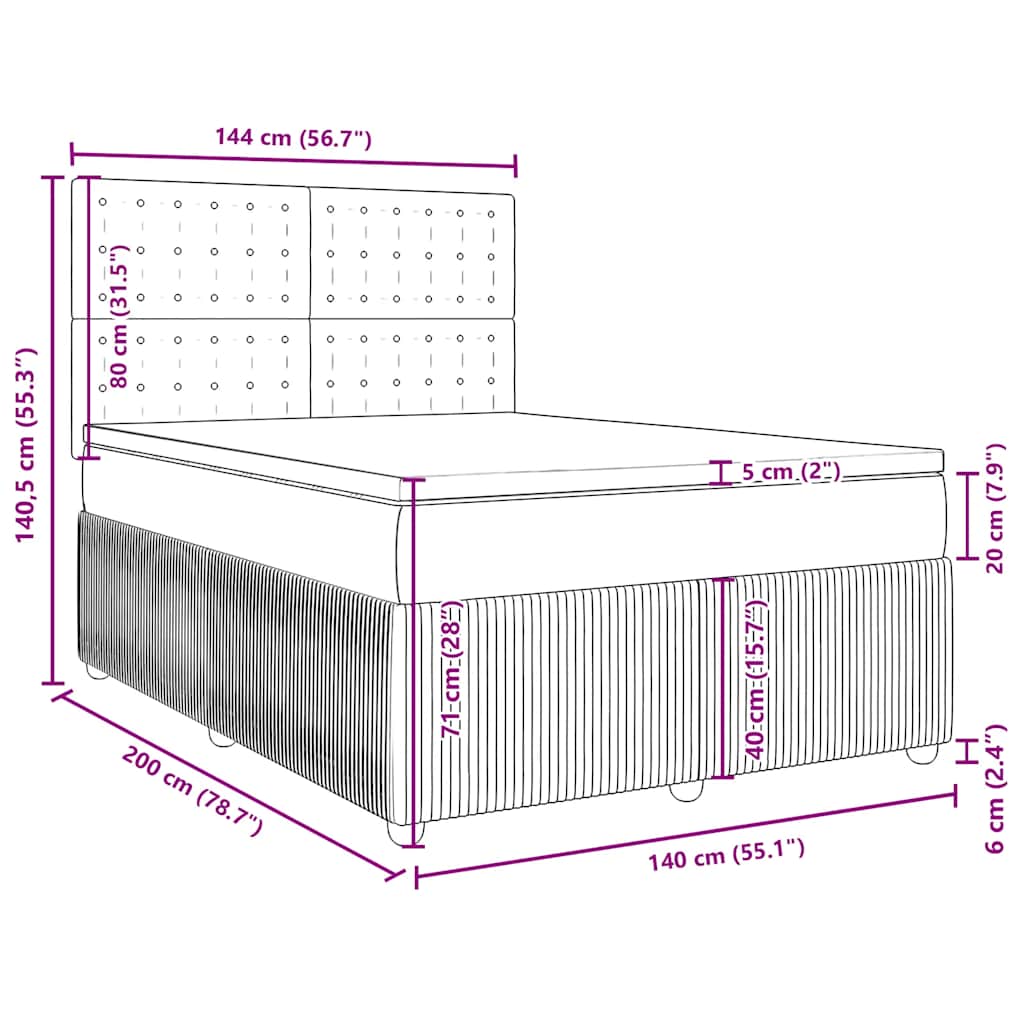 Boxspringbett mit Matratze Creme 140x200 cm Stoff