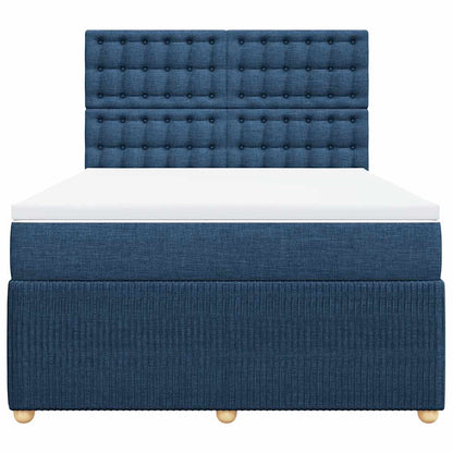 Boxspringbett mit Matratze Blau 140x200 cm Stoff