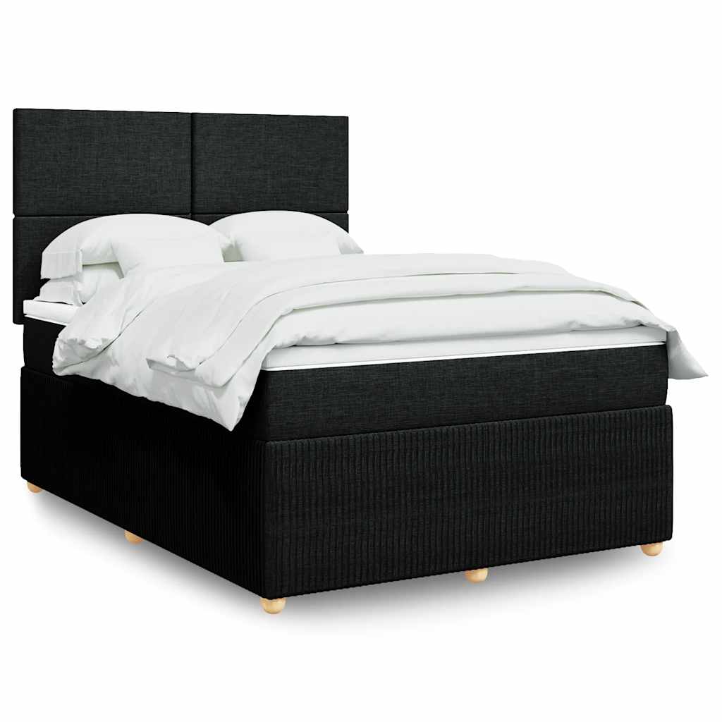 Box spring bed with mattress black 160x200 cm fabric