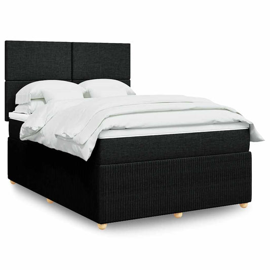 Box spring bed with mattress black 160x200 cm fabric