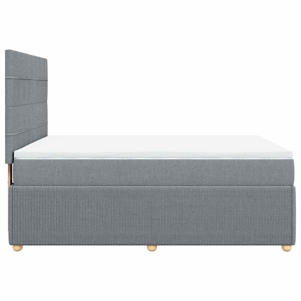 Boxspringbett mit Matratze Hellgrau 160x200 cm Stoff