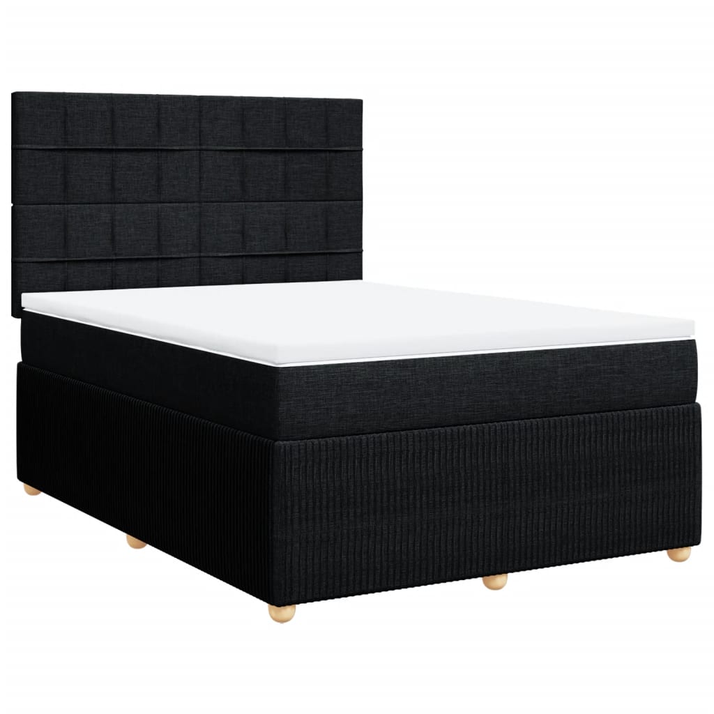 Box spring bed with mattress black 160x200 cm fabric