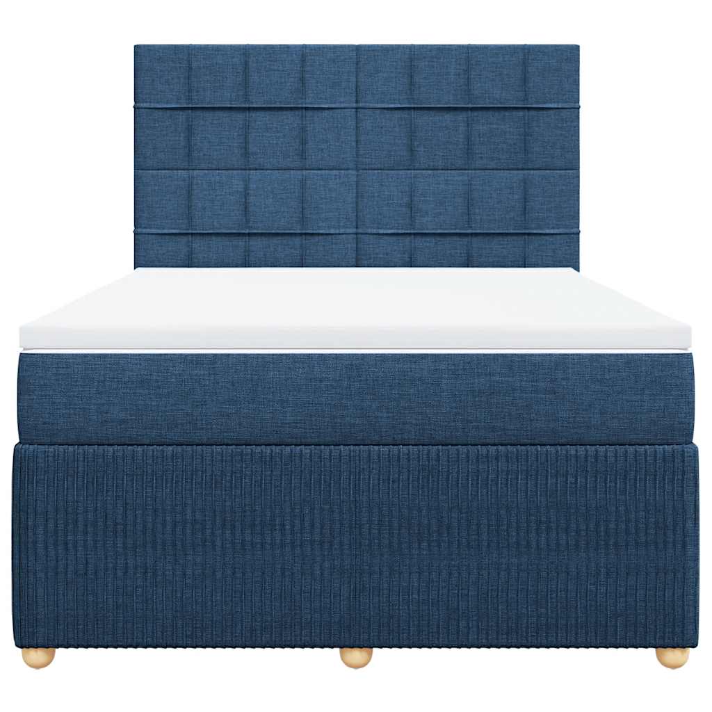 Boxspringbett mit Matratze Blau 160x200 cm Stoff