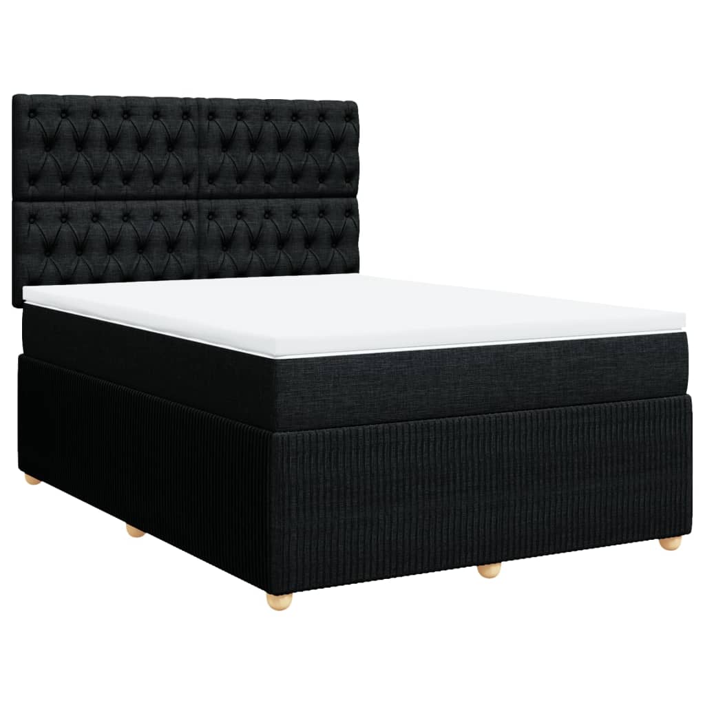 Box spring bed with mattress black 160x200 cm fabric