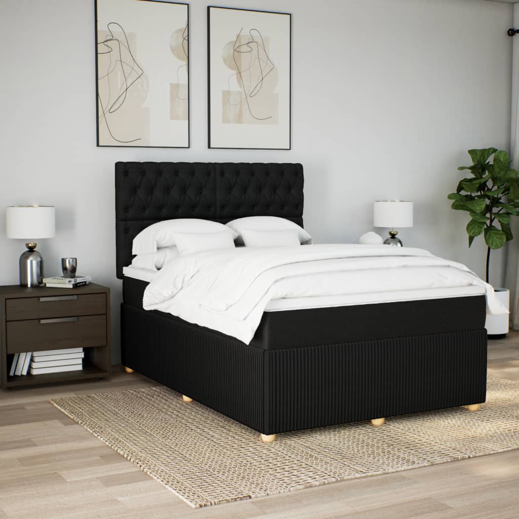 Box spring bed with mattress black 160x200 cm fabric
