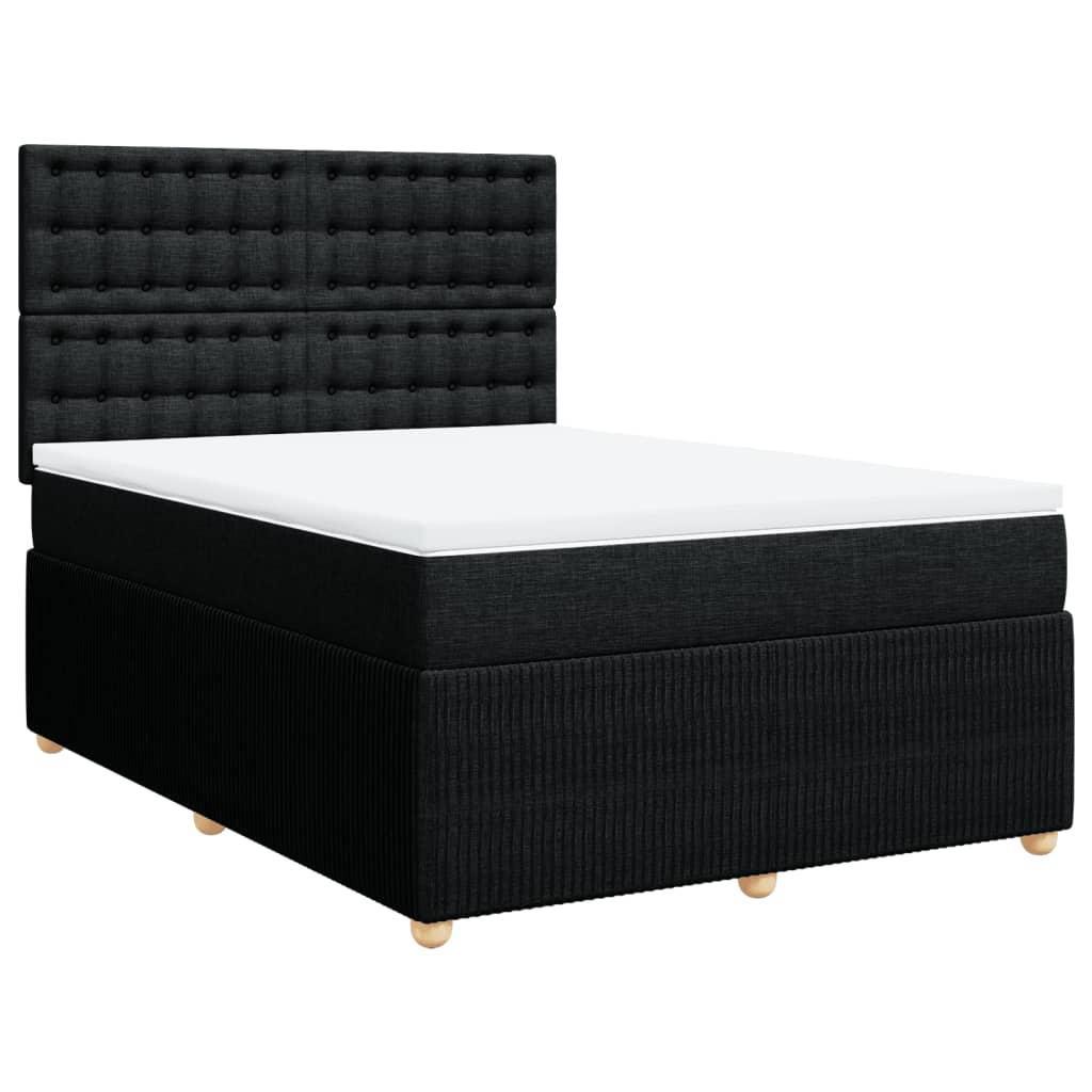 Box spring bed with mattress black 160x200 cm fabric