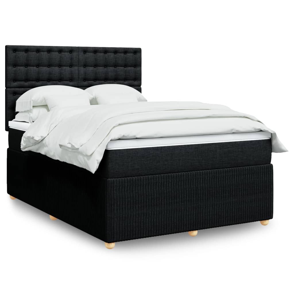 Box spring bed with mattress black 160x200 cm fabric