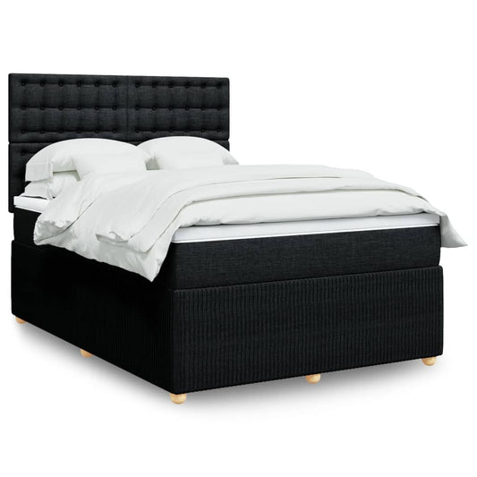 Box spring bed with mattress black 160x200 cm fabric