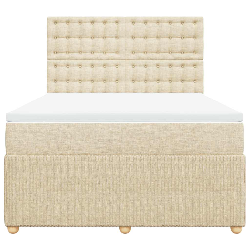 Boxspringbett mit Matratze Creme 160x200 cm Stoff