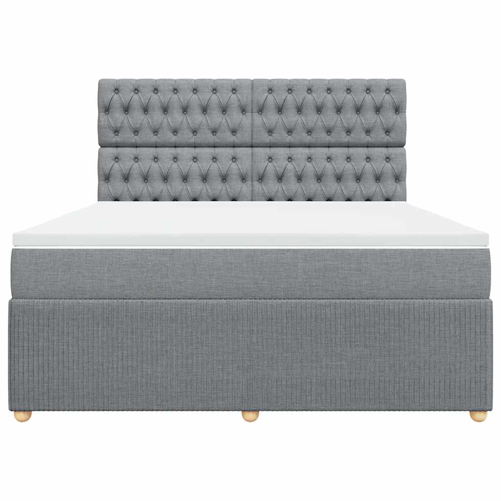 Boxspringbett mit Matratze Hellgrau 180x200 cm Stoff