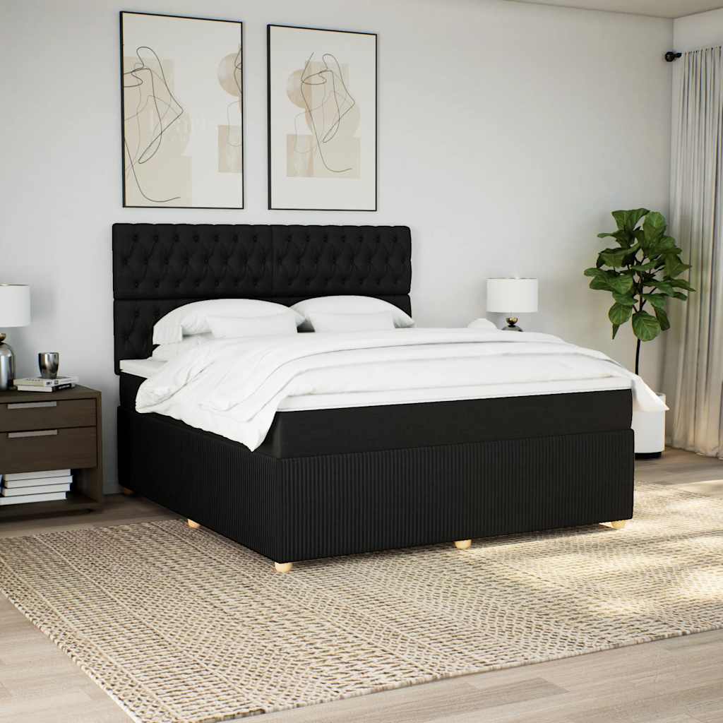 Boxspringbett mit Matratze Schwarz 180x200 cm Stoff
