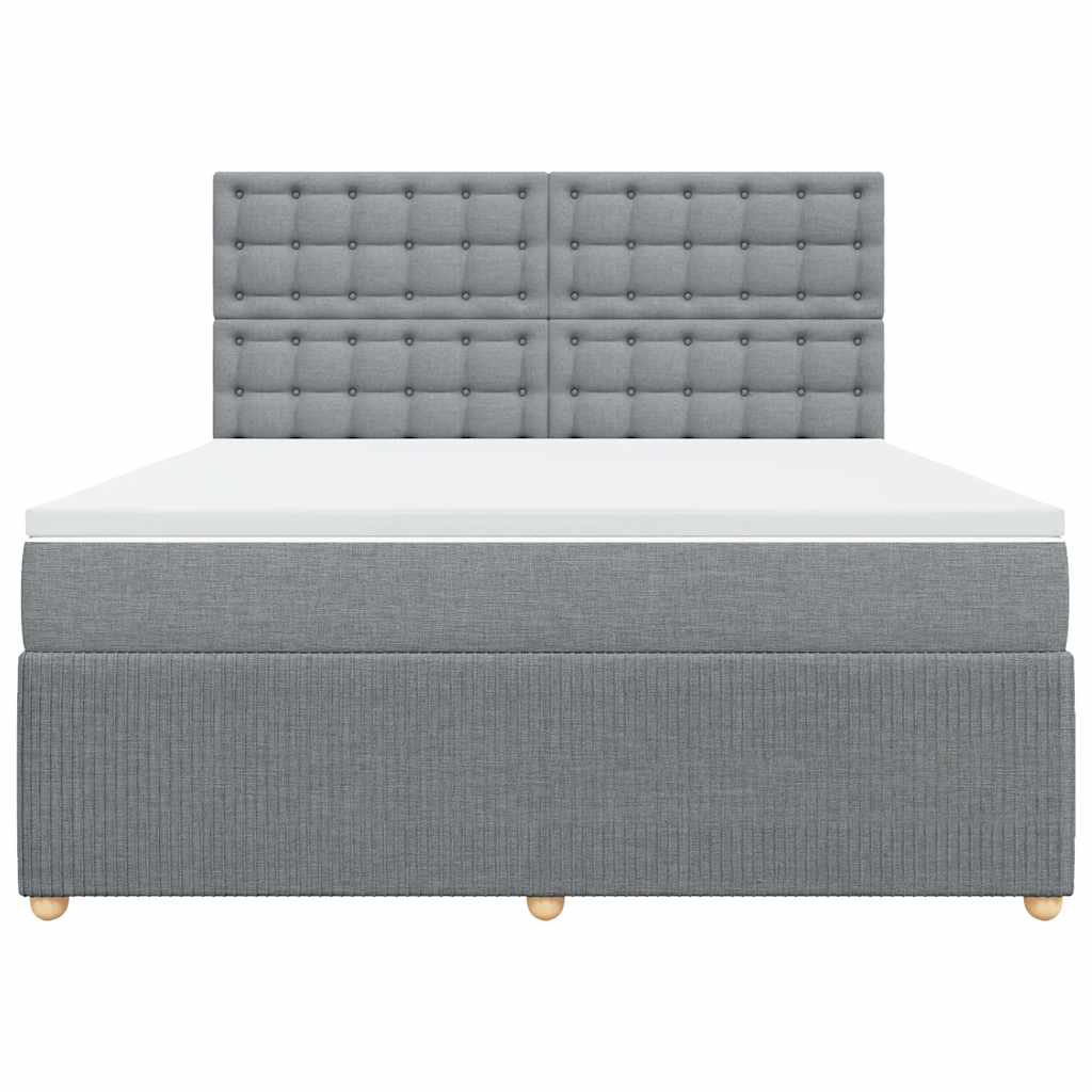 Boxspringbett mit Matratze Hellgrau 180x200 cm Stoff
