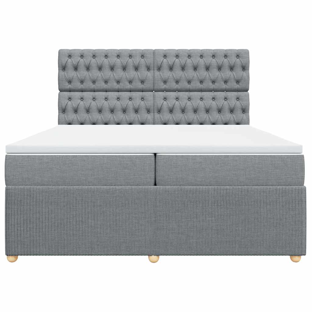 Boxspringbett mit Matratze Hellgrau 200x200 cm Stoff