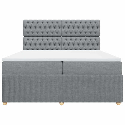 Boxspringbett mit Matratze Hellgrau 200x200 cm Stoff