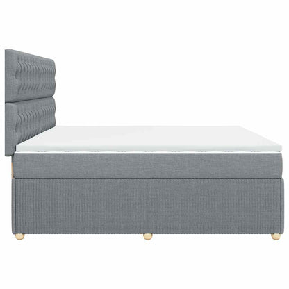 Boxspringbett mit Matratze Hellgrau 200x200 cm Stoff