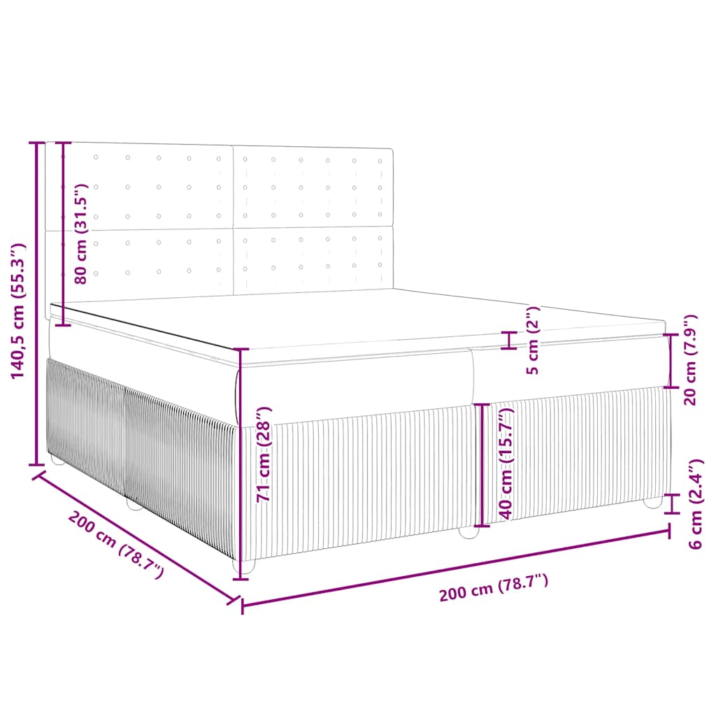 Boxspringbett mit Matratze Schwarz 200x200 cm Stoff
