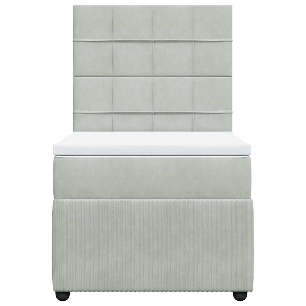 Boxspringbett mit Matratze Hellgrau 90x190 cm Samt