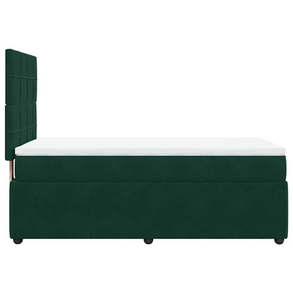 Boxspringbett mit Matratze Dunkelgrün 90x190 cm Samt