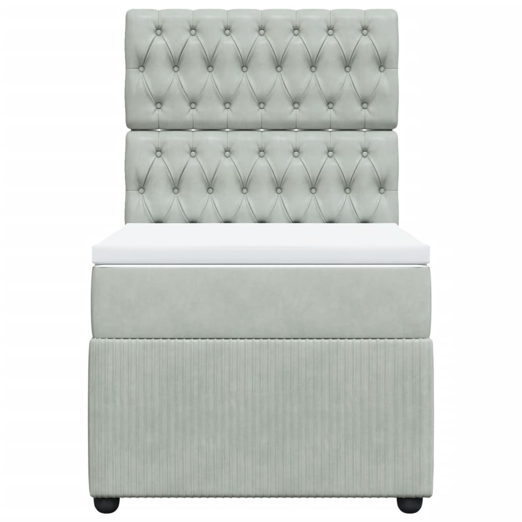 Boxspringbett mit Matratze Hellgrau 90x190 cm Samt