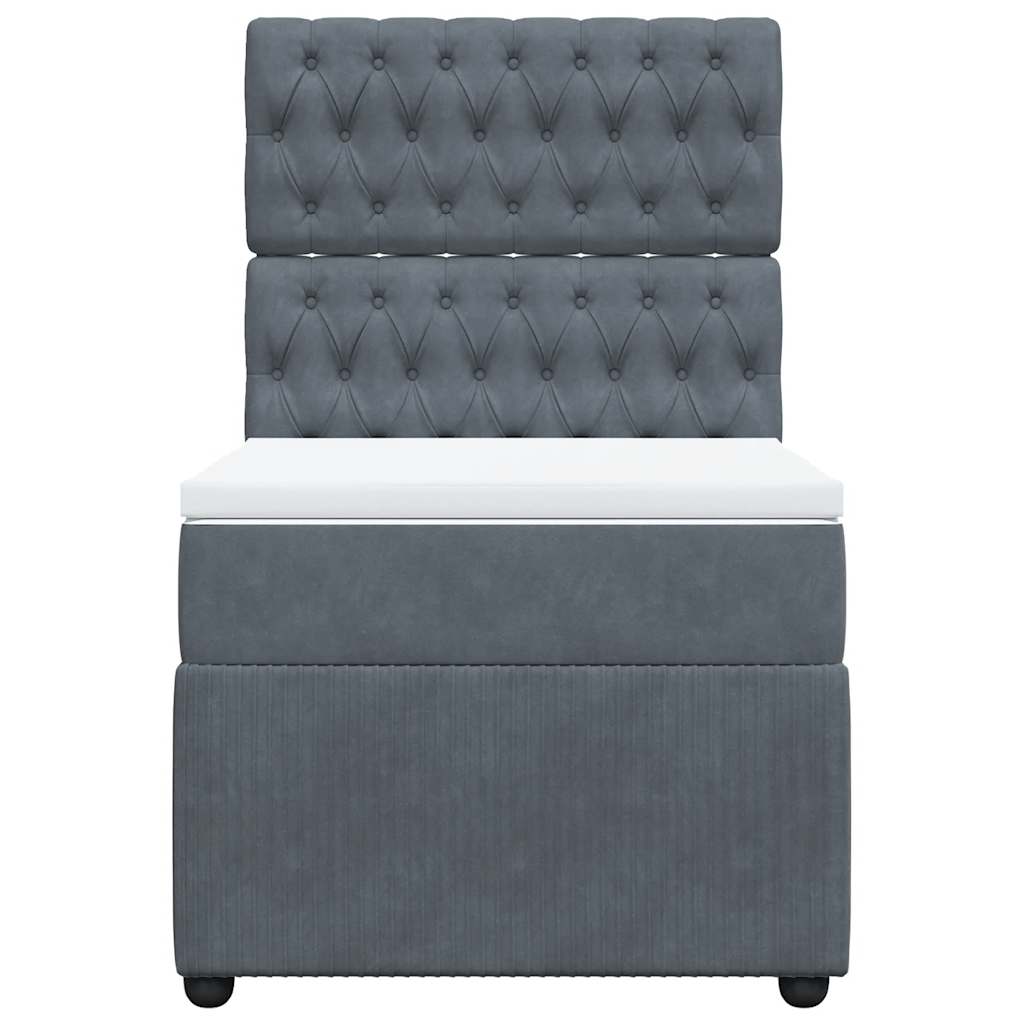Boxspringbett mit Matratze Dunkelgrau 90x190 cm Samt