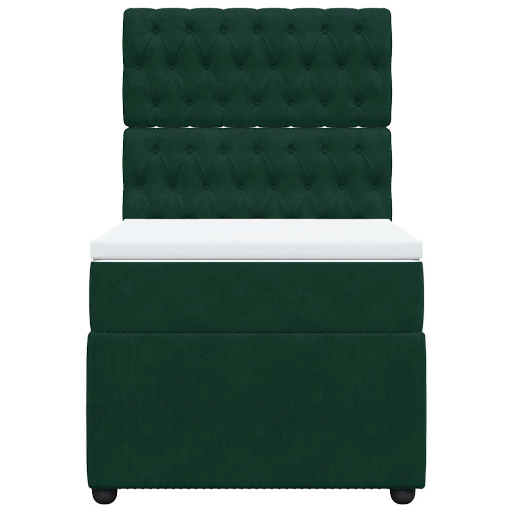 Boxspringbett mit Matratze Dunkelgrün 90x190 cm Samt