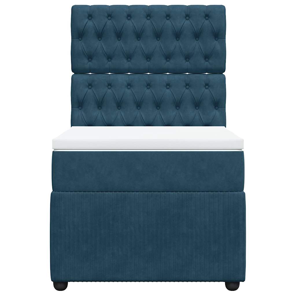 Boxspringbett mit Matratze Dunkelblau 90x190 cm Samt