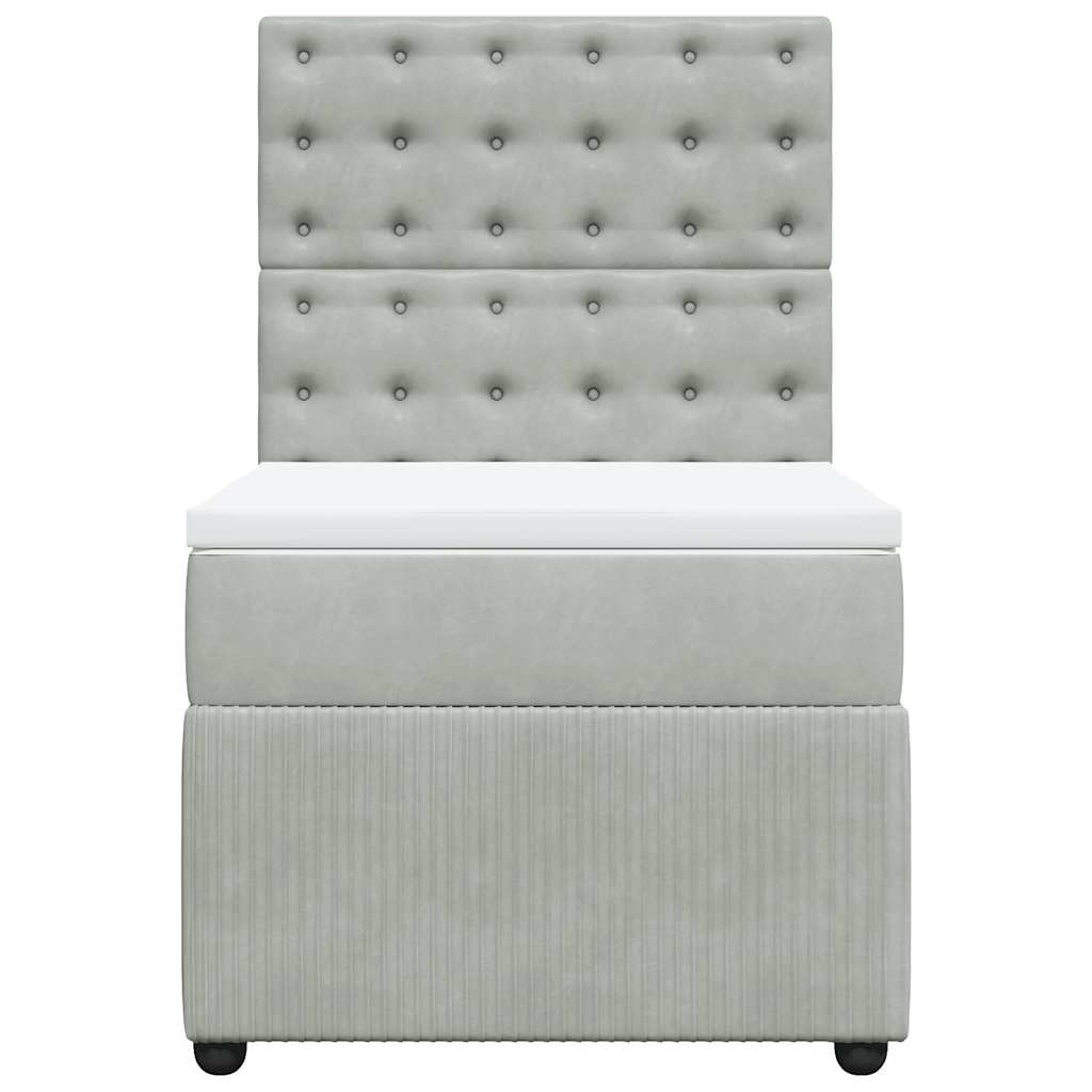 Boxspringbett mit Matratze Hellgrau 90x190 cm Samt