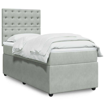 Boxspringbett mit Matratze Hellgrau 90x190 cm Samt