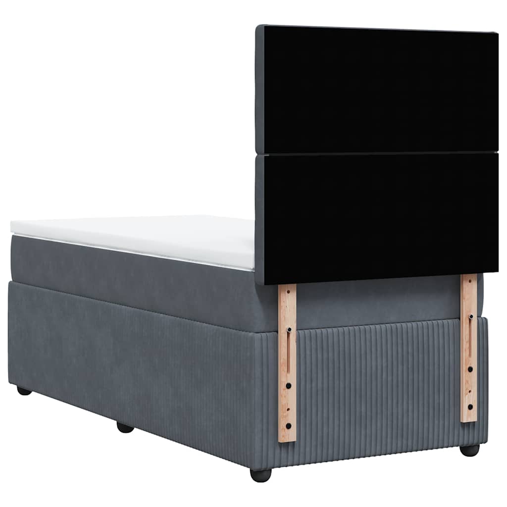 Boxspringbett mit Matratze Dunkelgrau 90x190 cm Samt
