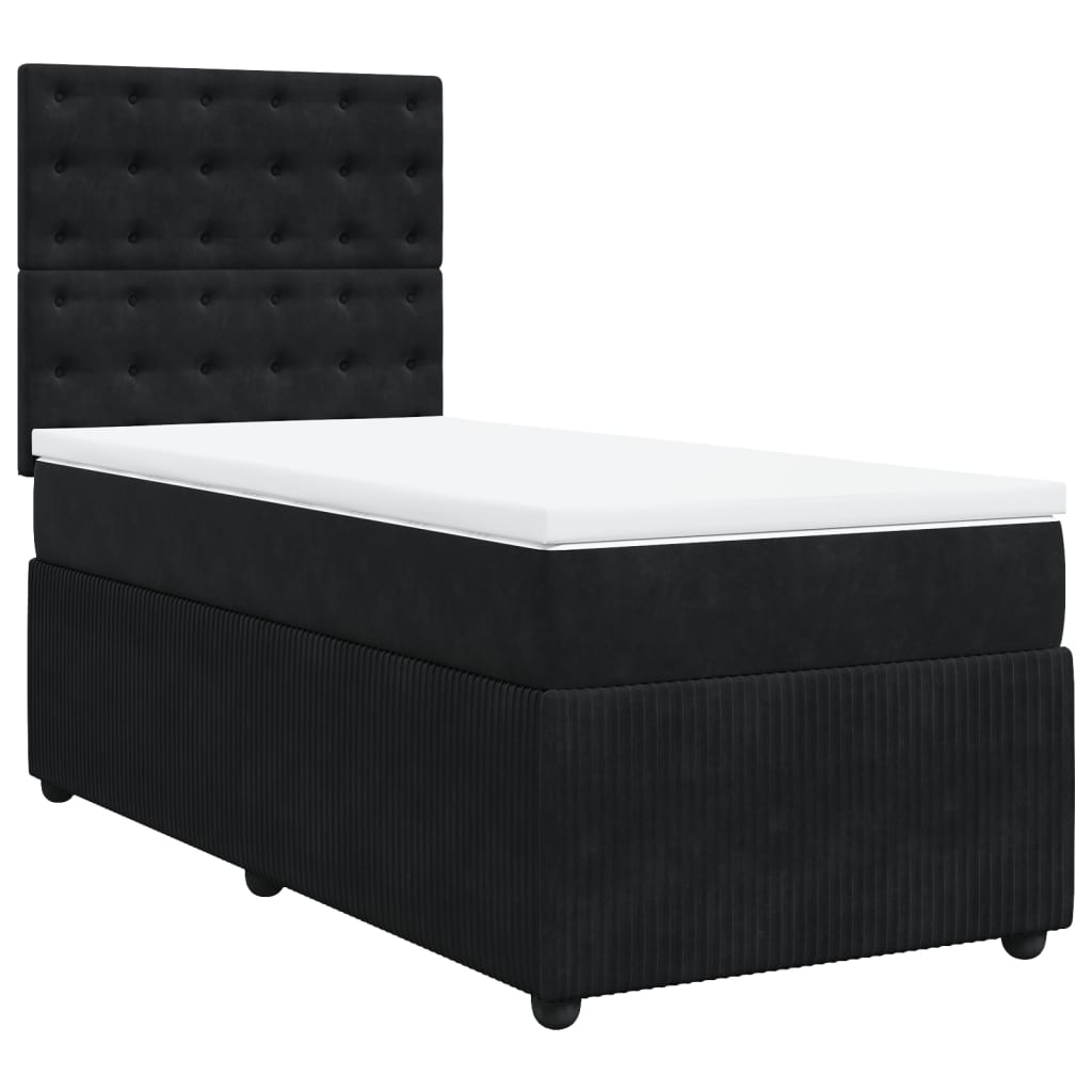 Boxspringbett mit Matratze Schwarz 90x190 cm Samt