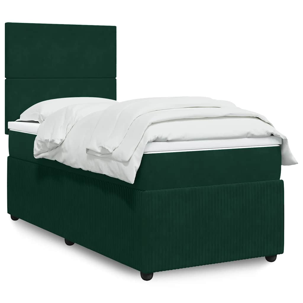Boxspringbett mit Matratze Dunkelgrün 90x200 cm Samt